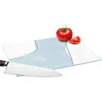 KitchenYeah Glazen Snijplank - 28x20 - Blauw - Minimalisme - Abstract - Snijplanken Glas