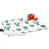KitchenYeah Glazen Snijplank - 39x28 - Patronen - Cactus - Planten - Vetplant - Snijplanken Glas
