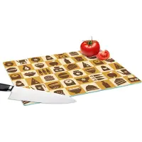 KitchenYeah Glazen Snijplank - 39x28 - Keuken - Koken - Vintage - Patronen - Snijplanken Glas