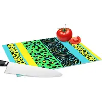 KitchenYeah Glazen Snijplank - 28x20 - Design - Panterprint - Geel - Groen - Snijplanken Glas