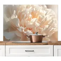 KitchenYeah Spatscherm keuken 120x80 cm - Kookplaat achterwand Close up - Pioenroos - Lichtroze - Muurbeschermer - Spatwand fornuis - Hoogwaardig aluminium