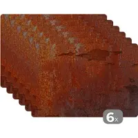 KitchenYeah Placemat - Placemats kunststof - Roest - Vintage - Staal - 45x30 cm - 6 stuks - Hittebestendig - Anti-Slip - Onderlegger - Afneembaar