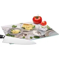 KitchenYeah Glazen Snijplank - 28x20 - Pasta - Basilicum - Koken - Snijplanken Glas