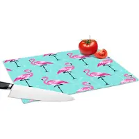 KitchenYeah Glazen Snijplank - 39x28 - Flamingo - Roze - Patroon - Snijplanken Glas