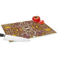 KitchenYeah Glazen Snijplank - 39x28 - Patroon - Azteken - Mexico - Snijplanken Glas