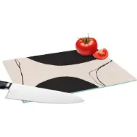 KitchenYeah Glazen Snijplank - 28x20 - Pastel - Zwart - Minimalisme - Snijplanken Glas