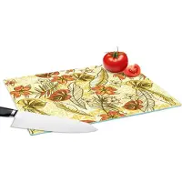 KitchenYeah Glazen Snijplank - 39x28 - Vintage - Bloemen - Bladeren - Hawaii - Patroon - Snijplanken Glas