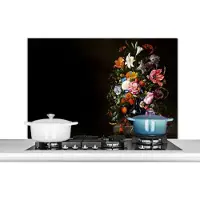 KitchenYeah Spatwand - Schilderij - Bloemen - Vaas - Jan Davidsz de Heem - Keuken - Bescherming - Spatscherm - 100x65 cm - Wanddecoratie
