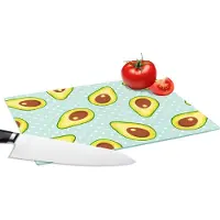 KitchenYeah Glazen Snijplank - 28x20 - Avocado - Patronen - Stippen - Snijplanken Glas