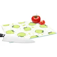 KitchenYeah Glazen Snijplank - 28x20 - Waterverf - Appel - Groen - Patronen - Snijplanken Glas