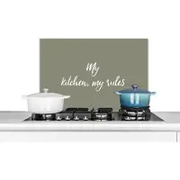 KitchenYeah Spatscherm keuken 70x50 cm - Kookplaat achterwand My kitchen, my rules - Spreuken - Quotes - Muurbeschermer - Spatwand fornuis - Hoogwaardig aluminium