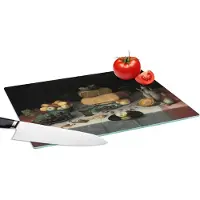 KitchenYeah Glazen Snijplank - 39x28 - Stilleven met kazen - Kunstwerk - Oude meesters - Snijplanken Glas
