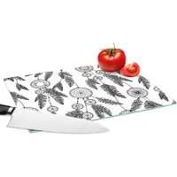KitchenYeah Glazen Snijplank - 28x20 - Droomvanger - Veren - Indiaan - Patronen - Snijplanken Glas