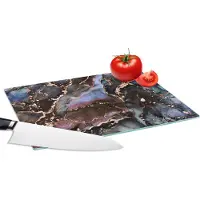 KitchenYeah Glazen Snijplank - 28x20 - Marmer - Goud - Rosé - Snijplanken Glas