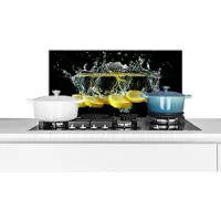 KitchenYeah Spatscherm keuken 60x30 cm - Kookplaat achterwand Citroen - Fruit - Geel - Stilleven - Water - Muurbeschermer - Spatwand fornuis - Hoogwaardig aluminium