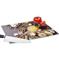 KitchenYeah Glazen Snijplank - 39x28 - Thee - Citroen - Honing - Donut - Kruiden - Snijplanken Glas