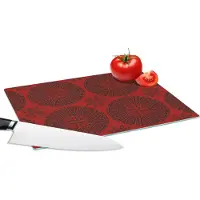 KitchenYeah Glazen Snijplank - 28x20 - Chinees - Patronen - Rood - Snijplanken Glas