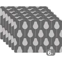 KitchenYeah Placemat - Placemats kunststof - Lampen - Patronen - Retro - 45x30 cm - 6 stuks - Hittebestendig - Anti-Slip - Onderlegger - Afneembaar