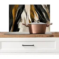 KitchenYeah Spatscherm keuken 60x40 cm - Kookplaat achterwand Verf - Landschap - Bruin - Zwart - Muurbeschermer - Spatwand fornuis - Hoogwaardig aluminium