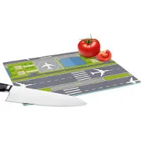 KitchenYeah Glazen Snijplank - 28x20 - Design - Vliegveld - Vliegtuig - Snijplanken Glas