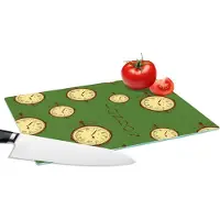 KitchenYeah Glazen Snijplank - 28x20 - Londen - Vintage - Klok - Patroon - Snijplanken Glas