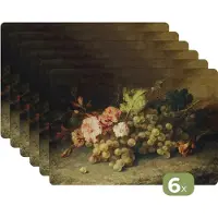 KitchenYeah Placemats - Stilleven - Bloemen - Fruit - Vintage - Schilderij - Placemat - Onderleggers - Onderleggers placemats - 45x30 cm