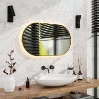 Mirlux Badkamerspiegel 90x50cm ovaal goud frame