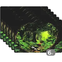 KitchenYeah Placemat - Placemats kunststof - Jungle - Groen - Natuur - Tropisch - Planten - 45x30 cm - 6 stuks - Hittebestendig - Anti-Slip - Onderlegger - Afneembaar