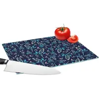 KitchenYeah Glazen Snijplank - 28x20 - Bloemen - Roze - Wit - Patroon - Snijplanken Glas