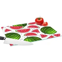 KitchenYeah Glazen Snijplank - 39x28 - Patroon - Watermeloen - Pit - Fruit - Snijplanken Glas
