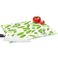KitchenYeah Glazen Snijplank - 39x28 - Komkommer - Groente - Patronen - Snijplanken Glas