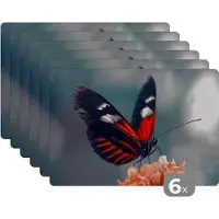 KitchenYeah Placemat - Placemats kunststof - Vlinder - Bloemen - Insect - 45x30 cm - 6 stuks - Hittebestendig - Anti-Slip - Onderlegger - Afneembaar