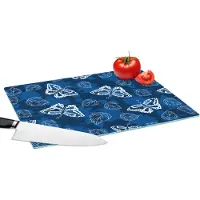 KitchenYeah Glazen Snijplank - 39x28 - Vlinder - Insecten - Blauw - Wit - Design - Snijplanken Glas