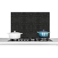 KitchenYeah Spatscherm achterwand keuken - Spatwand - Leer - Zwart - Design - Dierenvel - Keuken - 90x60 cm - Muurbeschermer