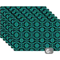 KitchenYeah Placemat - Placemats kunststof - Patronen - Gothic - Bloemen - 45x30 cm - 6 stuks - Hittebestendig - Anti-Slip - Onderlegger - Afneembaar