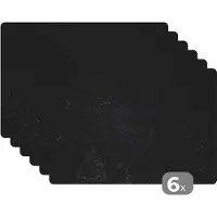 KitchenYeah Placemats - Leisteen design - Zwart - Industrieel - Placemat - Tafelbeschermer - Onderlegger - 6 stuks - 45x30 cm