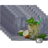 KitchenYeah Placemat - Placemats kunststof - Cocktail - Fruit - Kruiden - 45x30 cm - 6 stuks - Hittebestendig - Anti-Slip - Onderlegger - Afneembaar