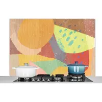 KitchenYeah Spatscherm keuken 120x80 cm - Kookplaat achterwand Abstract - Kunst - Regenboog - Pastel - Muurbeschermer - Spatwand fornuis - Hoogwaardig aluminium