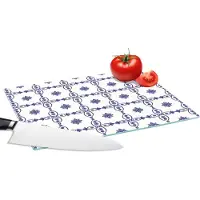 KitchenYeah Glazen Snijplank - 28x20 - Portugal - Patronen - Blauw - Snijplanken Glas