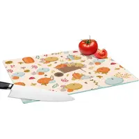 KitchenYeah Glazen Snijplank - 39x28 - Pompoen - Paddelstoelen - Bloemen - Patronen - Snijplanken Glas