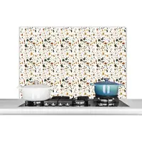 KitchenYeah Spatscherm keuken 100x65 cm - Kookplaat achterwand Terazzo - Patroon - Structuur - Muurbeschermer - Spatwand fornuis - Hoogwaardig aluminium