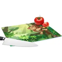 KitchenYeah Glazen Snijplank - 28x20 - Aap - Jungle - Jongens - Meisjes - Bloemen - Kids - Snijplanken Glas