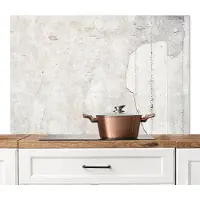KitchenYeah Spatscherm keuken 120x80 cm - Kookplaat achterwand Cement - Gips - Wit - Vintage - Structuren - Muurbeschermer - Spatwand fornuis - Hoogwaardig aluminium