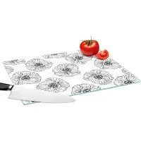 KitchenYeah Glazen Snijplank - 39x28 - Klaproos - Bloemen - Design - Snijplanken Glas