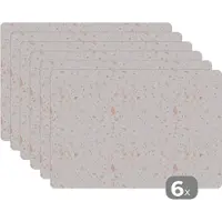 KitchenYeah Placemat - Placemats kunststof - Patroon - Terazzo - Structuur - 45x30 cm - 6 stuks - Hittebestendig - Anti-Slip - Onderlegger - Afneembaar