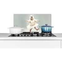 KitchenYeah Spatscherm keuken 70x30 cm - Kookplaat achterwand IJsbeer - Tutu - Wit - Portret - Dieren - Kinderen - Muurbeschermer - Spatwand fornuis - Hoogwaardig aluminium
