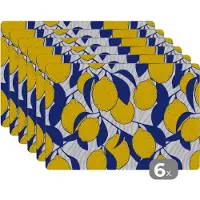 KitchenYeah Placemat - Placemats kunststof - Citroen - Zebra - Fruit - Patronen - 45x30 cm - 6 stuks - Hittebestendig - Anti-Slip - Onderlegger - Afneembaar
