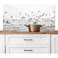 KitchenYeah Spatscherm keuken 120x60 cm - Kookplaat achterwand Zee - Vogels - Natuur - Zeemeeuwen - Muurbeschermer - Spatwand fornuis - Hoogwaardig aluminium