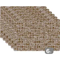 KitchenYeah Placemat - Placemats kunststof - Dierenhuid - Reptielen - Bruin - Patronen - 45x30 cm - 6 stuks - Hittebestendig - Anti-Slip - Onderlegger - Afneembaar