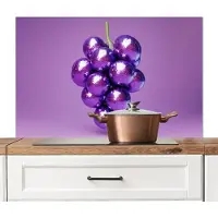 KitchenYeah Spatscherm keuken 100x65 cm - Kookplaat achterwand Druif - Disco - Glitter - Paars - Muurbeschermer - Spatwand fornuis - Hoogwaardig aluminium